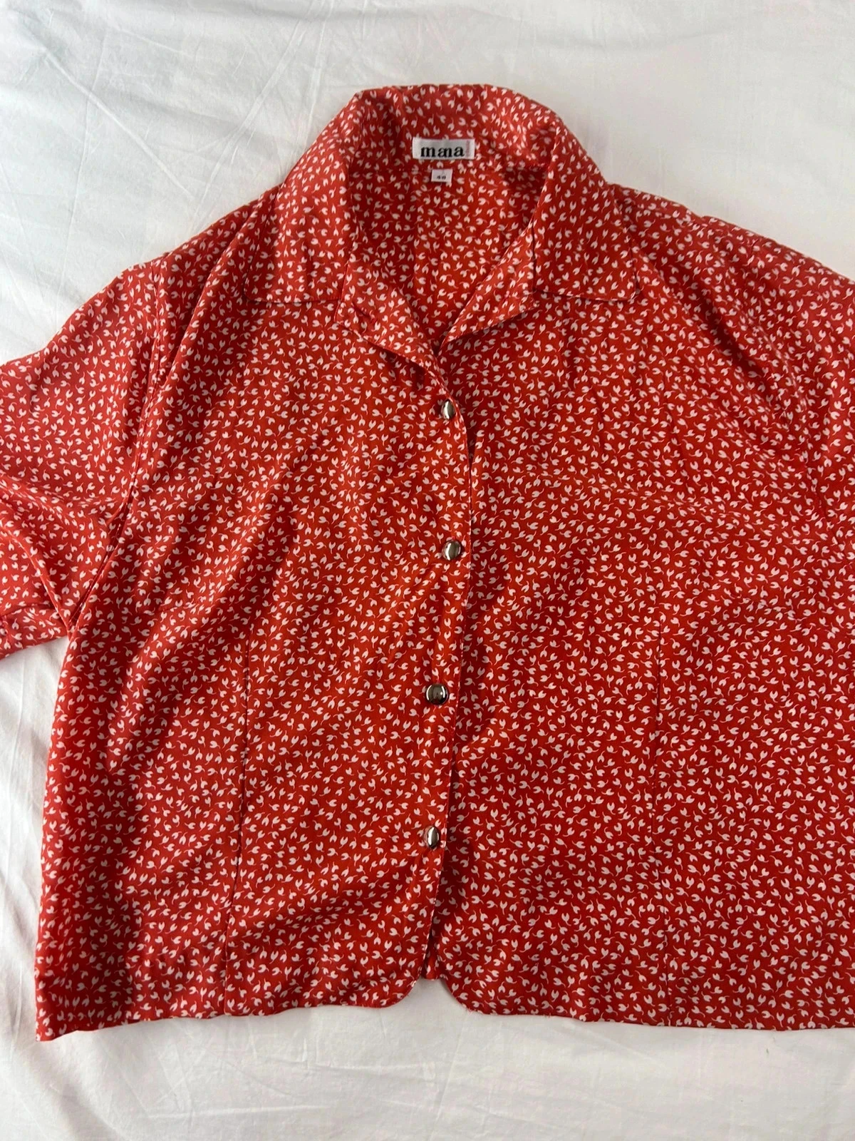 Rode vintage mana blouse met witte patronen – photo 3